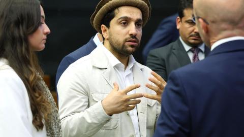 Ahmad Massoud, leader of the National Resistance Front of Afghanistan, in Strasbourg, France, on October 4, 2023. (Getty Images)