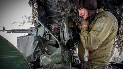 Ukrainian soldier conducts training on April 8, 2025. (Getty Images)