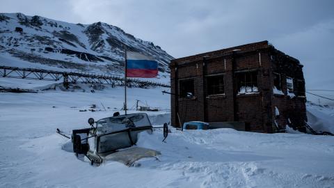 A view of daily life in Norilsk, Russia, where the winter season lasts 11, on March 21, 2025. (Alexander Manzyuk via Getty Images)