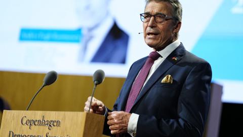 Former Danish Prime Minister Anders Fogh Rasmussen in Copenhagen on May 13, 2025. (Mads Claus Rasmussen via Getty Images)