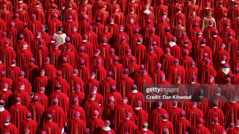 VATICAN CITY, VATICAN - APRIL 26: Cardinals attend the funeral of Pope Francis in St. Peter’s Square on April 26, 2025 in Vatican City, Vatican. Pope Francis died on April 21st at the age of 88. Born in Argentina as Jorge Mario Bergoglio, he was the first Latin American and the first Jesuit to become Pope when elected in 2013. Taking the name Francis after St Francis of Assisi, he promoted a more humble version of the papacy than many of his predecessors. (Photo by Dan Kitwood/Getty Images)