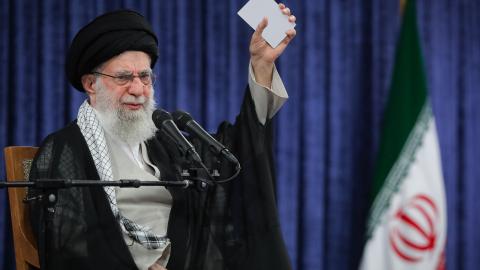 Iranian Supreme Leader Ayatollah Ali Khamenei speaks in Tehran, Iran, on May 20, 2025. (Iranian Leader Press Office via Getty Images)