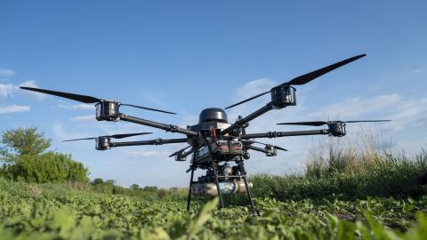 A reservist from the 'Sky Rider' Unit launches an Unmanned Aerial Vehicle known as the Skylark, for an operation near the Gaza border on December 11, 2023, in Southern Israel. (Alexi J. Rosenfeld via Getty Images)