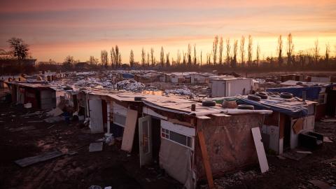 A makeshift Roma camp that was believed to have housed more than 300 people is seen abandoned by its occupants ahead of a planned evacuation operation at a waste disposal site in Achères, France, on November 29, 2024. (Kiran Ridley via Getty Images)