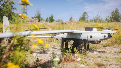 A US Marine Corps VXE30 Stalker unmanned aerial system is staged during a maritime domain awareness training exercise in southern Finland on July 31, 2025. (DVIDS)