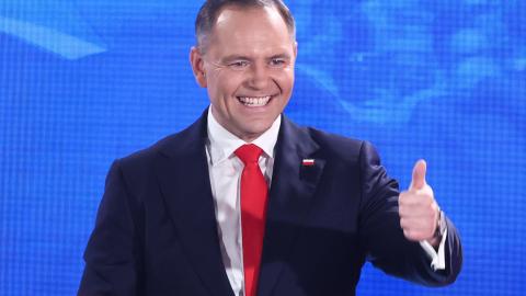 Karol Nawrocki attends an event after the second round of the presidential election in Warsaw, Poland, on June 1, 2025. (Jakub Porzycki via Getty Images)