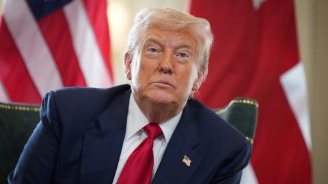 US President Donald Trump talks to the media as he meets with British Prime Minister Keir Starmer at Trump Turnberry golf club on July 28, 2025, in Turnberry, Scotland. (Christopher Furlong via Getty Images)