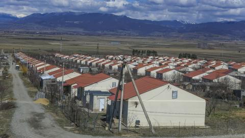 A refugee camp created after Russia’s 2008 invasion of Georga is seen between Gori and South Ossetia, Georgia, on March 17, 2017. (Nicolas Economou via Getty Images)