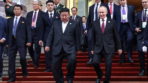 Vladimir Putin and Kim Jong Un after a meeting in Beijing on September 3, 2025. (Getty Images)