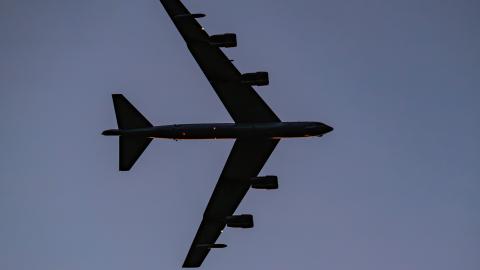 A US Air Force B-52H Stratofortress prepares to land at Morón Air Base in Spain on November 8, 2025, as part of Bomber Task Force 26-1. (US Air Forces in Europe – Air Forces Africa)