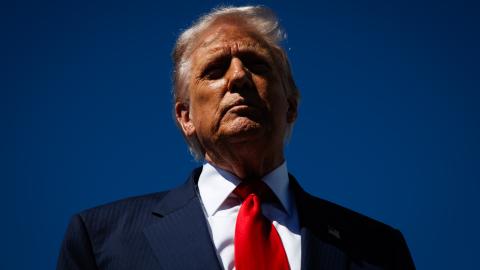 US President Donald Trump speaks to reporters as he arrives at Palm Beach International Airport on October 31, 2025. (Getty Images)