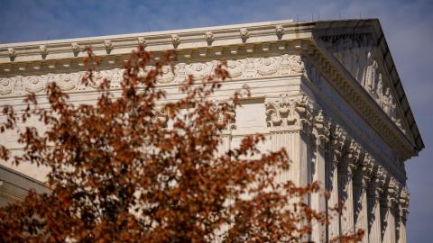 The Supreme Court is seen on November 5, 2025, as the justices hear arguments on the legality of the Trump administration’s tariffs. (Getty Images)