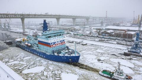 The nuclear icebreaker Yakutiya sails by Kanonersky Island during sea trials near St. Petersburg on January 3, 2025. (Getty Images)