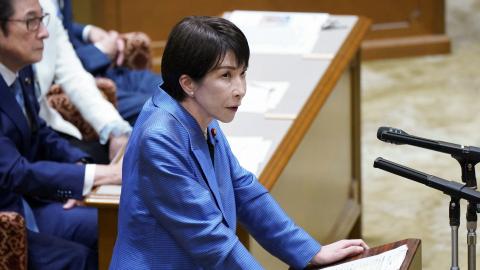 Japan’s Prime Minister Sanae Takaichi takes part in a debate with opposition party leaders in the National Diet in Tokyo on November 26, 2025. (Getty Images)