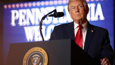 President Donald Trump delivers remarks during an event at Mount Airy Casino Resort on December 9, 2025, in Mount Pocono, Pennsylvania. (Getty Images)