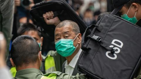 Jimmy Lai arrives at the Court of Final Appeal ahead of a bail hearing on February 9, 2021, in Hong Kong, China. (Getty Images) Share to Twitter