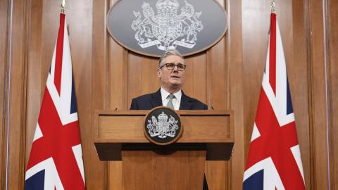 Prime Minister Sir Keir Starmer delivers a statement in the media briefing room of Downing Street on January 19, 2026, in London, England. (Getty Images)
