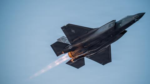 A US Air Force F-35 takes flight in the Middle East in support of Operation Epic Fury on March 2, 2026. (US Air Force)