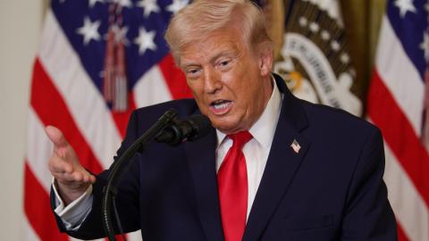 President Donald Trump speaks at an event in the East Room of the White House on March 12, 2026. (Getty Images)