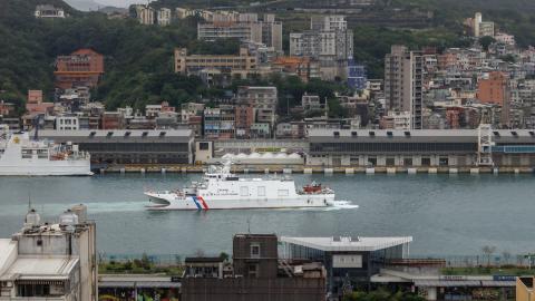 Taiwanese Coast Guard Administration (CGA) vessel Su'ao (CG612) sails at the Keelung Harbour in Keelung on December 30, 2025, amid Chinese military drills around Taiwan. China launched missiles and deployed dozens of fighter aircraft and navy vessels around Taiwan on December 30 for a second day of live-fire drills aimed at simulating a blockade of the self-ruled island's key ports and assaults on maritime targets. (Photo by CHENG Yu-chen / AFP via Getty Images)