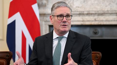 Britain's Prime Minister Keir Starmer speaks during a meeting to discuss the U.S.-Israeli conflict with Iran and the impact on the Strait of Hormuz, on March 30, 2026 in London, England. Prime Minister Starmer is hosting a meeting with business leaders, government officials, and British military representatives to discuss the economic impact of the Iran conflict and the closure in the Strait of Hormuz, which has wreaked havoc on fuel prices globally. (Photo by Jaimi Joy-WPA Pool/Getty Images