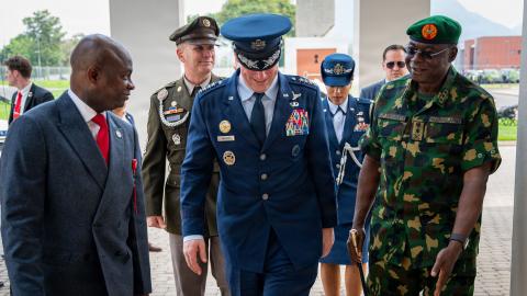 US and Nigerian officers enter the Office of the National Security Adviser in Abuja, Nigeria, on February 9, 2026. (US Army)