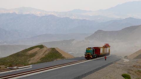 Roads and railways that pass through the Zangezur Corridor, which will connect to Nakhchivan and will be one of the routes of the Middle Corridor, are being constructed on October 9, 2023, in Zangilan, Azerbaijan. (Getty Images)