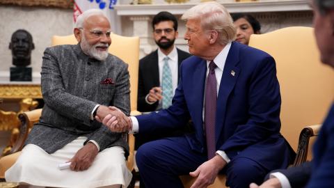 US President Donald Trump and Indian Prime Minister Narendra Modi meet in the Oval Office at the White House on February 13, 2025, in Washington, DC. (Getty Images)