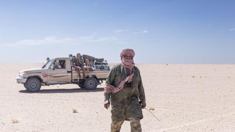 Armed members of the National Movement for the Liberation of Azawad are seen at the Battle d'Amachach camp in Tessalit, Mali, on May 6, 2026. (Getty Images)