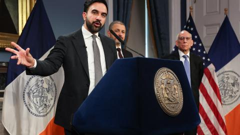 New York City Mayor Zohran Mamdani speaks about the fiscal year 2027 budget in New York City on May 12, 2026. (Getty Images)