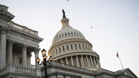 Caption The US Capitol Building at dusk on May 12, 2026, in Washington, DC. (Getty Images) Share to Twitter