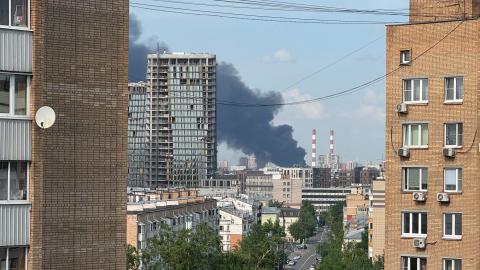A major fire burns in eastern Moscow on May 17, 2026, hours after a heavy Ukrainian drone attack. (Getty Images)