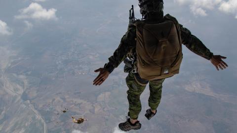 US Air Force Special Operations Command airmen conduct a military free-fall jump during Exercise Balikatan 2026 over the Philippines on April 23, 2026. (US Army)