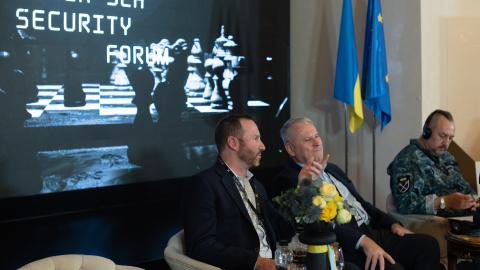 Caption Luke Coffey attends the International Black Sea Security Forum 2024 in Odesa, Ukraine, on June 14, 2024. (Getty Images)
