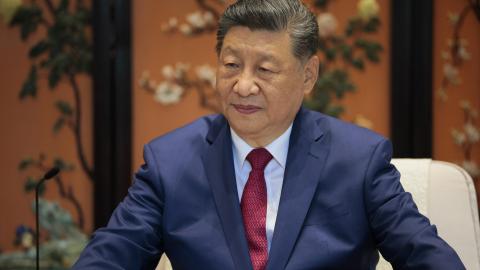 China's President Xi Jinping looks on during a meeting with US President Donald Trump on the sidelines of their visit to Zhongnanhai Garden in Beijing on May 15, 2026. (Getty Images)