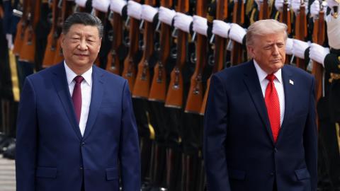 resident Donald Trump and Chinese President Xi Jinping arrive for a visit at the Temple of Heaven on May 14, 2026 in Beijing, China. President Trump is meeting with President Xi Jinping in Beijing to address the Iran conflict, trade imbalances, and the Taiwan situation while establishing new bilateral boards for economic and AI oversight. (Photo by Alex Wong/Getty Images)