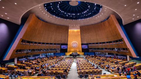 The General Assembly of the United Nations is seen during the election of the next president of the General Assembly on June 2, 2026, in New York City. (Getty Images)