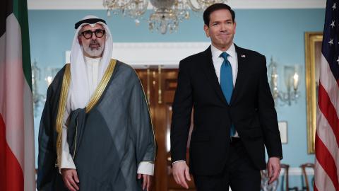 Secretary of State Marco Rubio walks with Kuwaiti Foreign Minister Sheikh Jarrah Jaber Al-Ahmad Al-Sabah at the State Department on June 4, 2026, in Washington, DC. (Getty Images)