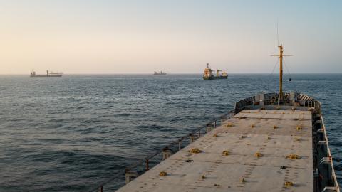 Oil tankers and cargo vessels are anchored off the coast of Oman on June 23, 2026. (Getty Images)