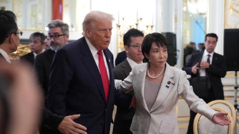 President Donald Trump and Japanese Prime Minister Sanae Takaichi on October 28, 2025, in Tokyo, Japan. (Getty Images)