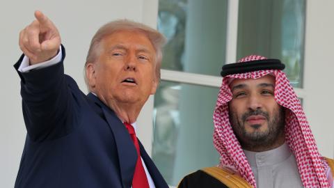 President Donald Trump gives Crown Prince and Prime Minister Mohammed bin Salman of Saudi Arabia a tour of the White House on November 18, 2025. (Getty Images)