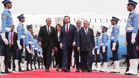 Vice President JD Vance walks with Pakistan's Chief of Defence Forces and Chief of Army Staff Field Marshall Asim Munir, and Pakistani Deputy Prime Minister and Foreign Minister Mohammad Ishaq Dar on April 11, 2026, in Islamabad, Pakistan. (Getty Images)