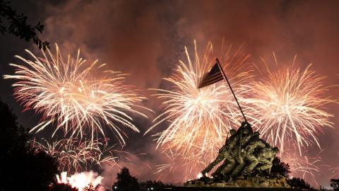 Fireworks celebrating America's 250th over Washington, DC, on July 5, 2026, in Arlington, VA. (Getty Images)