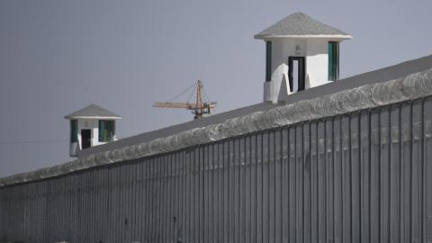 Watchtowers are seen on May 31, 2019, at a high-security facility near what is believed to be a reeducation camp where mostly Muslim ethnic minorities are detained on the outskirts of Hotan, China. (Getty Images)