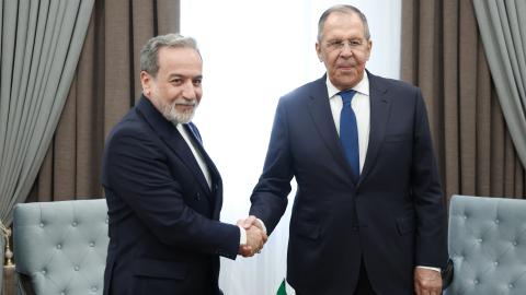 Russian Foreign Minister Sergey Lavrov meets with Iranian counterpart Abbas Araghchi in Cholpon-Ata, Kyrgyzstan, on July 24, 2026. (Getty Images)