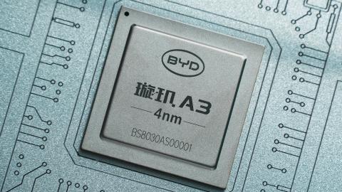  BYD’s chip Xuanji A3 is displayed during the 2026 World AI Conference on July 17, 2026, in Shanghai, China. (Getty Images)