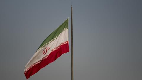 An Iranian national flag waves on a street in downtown Tehran, Iran, on August 23, 2026. (Getty Images)