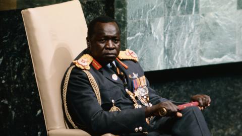 Idi Amin sits at the United Nations in New York City on October 1, 1975. (Getty Images)