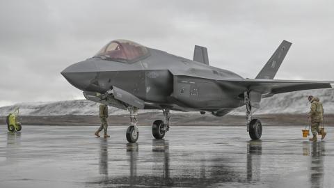 An F-35A Lightning II operates out of Pituffik Space Base in Greenland on September 10, 2026. (US Air National Guard)