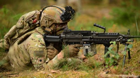 A U.S. Soldier assigned to Ghost Troop, 2nd Squadron, 2nd Cavalry Regiment, fires on a target during a squad training exercise at the 7th Army Training Command’s Grafenwoehr Training Area, Germany, Sept. 9, 2026. The 2nd Cavalry Regiment provides V Corps, America’s forward-deployed corps, with combat-credible forces capable of rapid deployment throughout the European theater to defend the NATO alliance. (U.S. Army photo by Kevin Sterling Payne)